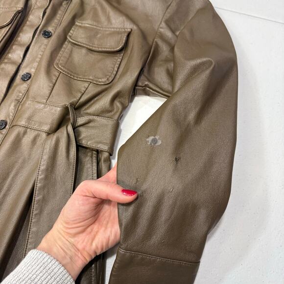 Marissa Webb Green Faux Leather belted Dress Size 6 - Picture 5 of 10